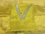 MUSLIN LEMON GREEN COLOUR WITH SHIMMER FABRIC AND MUSLIN DUPATTA