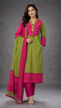 BANDANI PRINTED MUSLIN SUIT WITH SHELL ON NECK