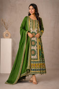 ALINE. CREPE SUIT WITH SEQUENCE AND MIRROR WORK SHELL LACE ON SLEEVES AND HEMLINE