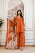 CREPE FARSHI SALWAR SUIT IN CHINNON FABRIC