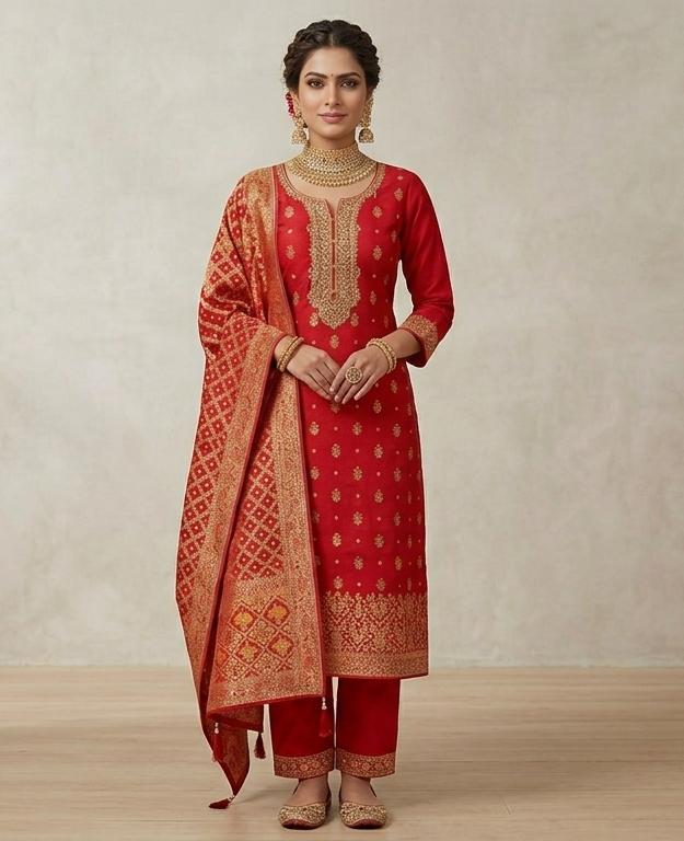 PURE RED BANARSI SUIT PERFECT FOR WEDDING  AND FESTIVE WEAR