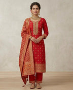 PURE RED BANARSI SUIT PERFECT FOR WEDDING  AND FESTIVE WEAR