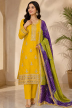 CHINNON  SUIT WITH  EMBROIDERY ON FULL SUIT PLAIN BOTTOM WITH EMBROIDERY  ON FULL  DUPATTA