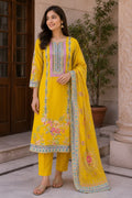 MUSLIN PRINTED SUIT WITH PLAIN PANT PRINTED DUPATTA