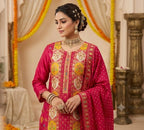 RED COLOUR PURE BANARSI  SUIT WITH SEQUENCE  WORK