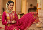 RED COLOUR PURE BANARSI  SUIT WITH SEQUENCE  WORK