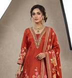 PURE CREPE  FLORAL PRINT SUIT WITH MOTI WORK ON NECK
