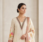PURE CREPE  FLORAL PRINT SUIT WITH MOTI WORK ON NECK