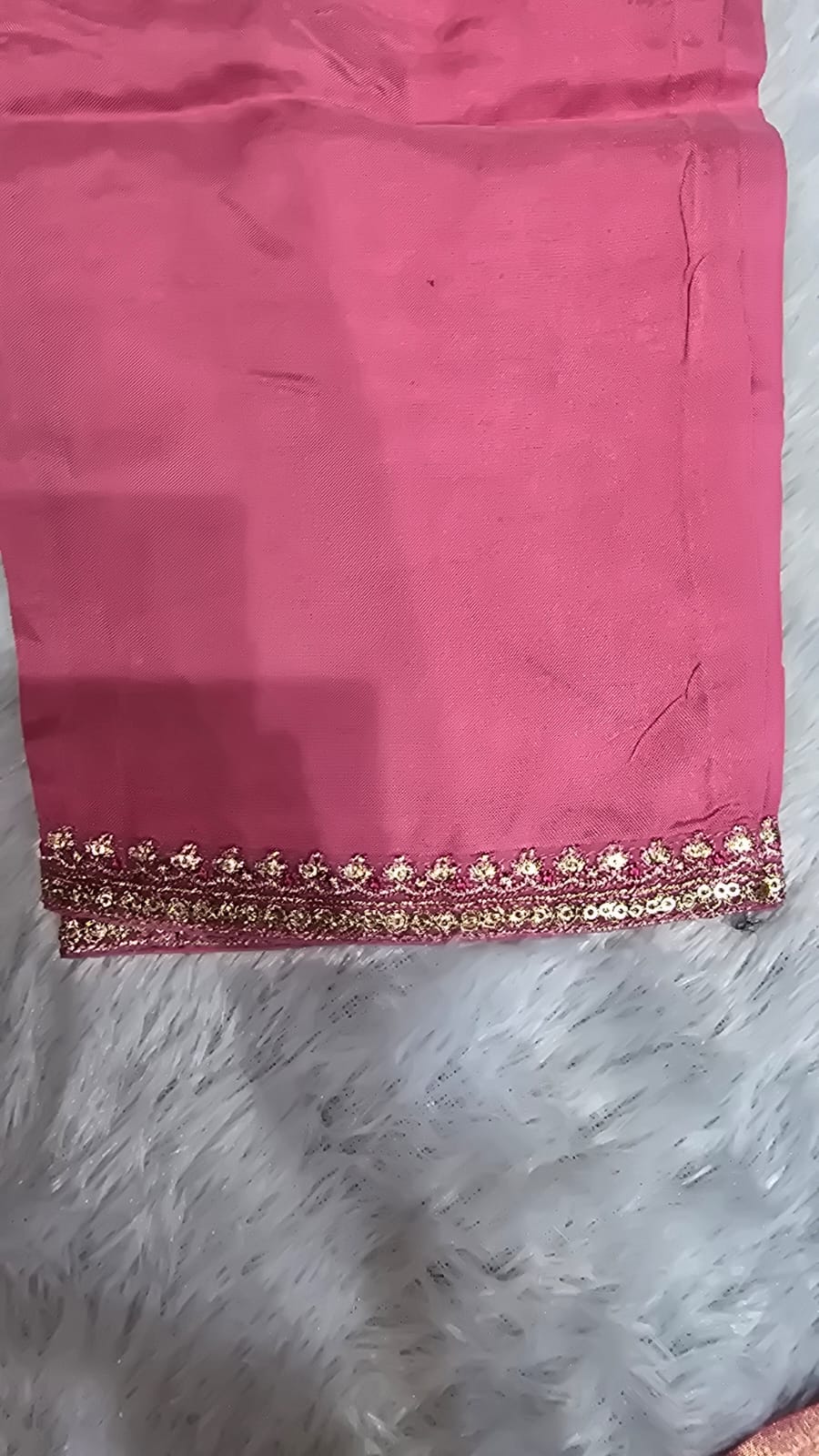 BABY PINK COLOUR  PURE BANARSI  SUIT WITH WORK    ON NECK LINE HEMLINE