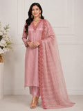 SHIMMER  ORGANZA  SUIT WITH EMBROIDERY ON NECK WORK