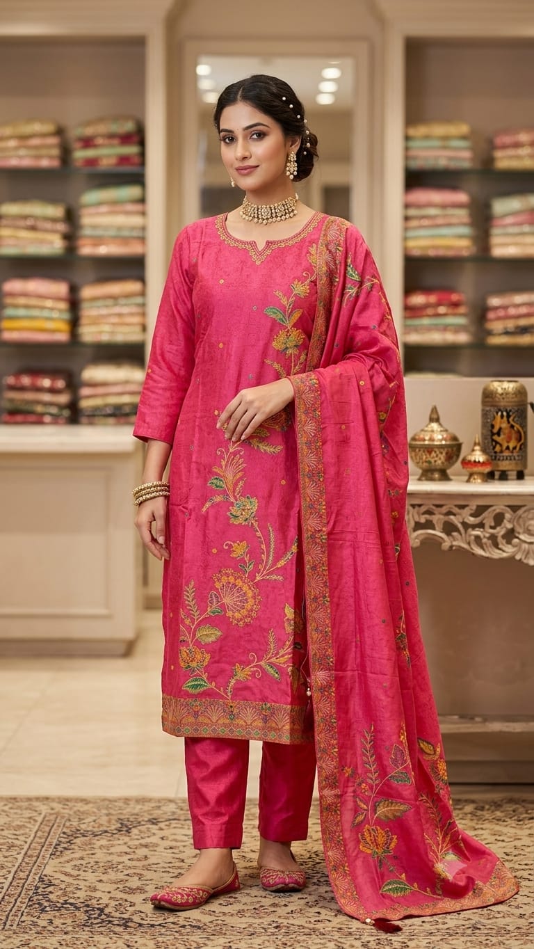 PURE BANARSI SUIT WITH WORK