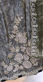 FESTIVE PRINTED  SUIT  WITH  ELEGANT DABKA WORK EMBROIDERY
