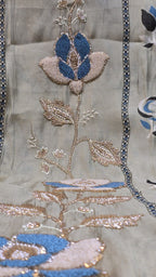Elegant Muslin Suit with Heavy Moti & Nalki Work