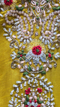 Mustard Gajji Silk elegance with vibrant traditional prints