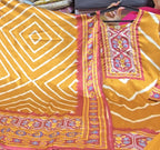Mustard Gajji Silk elegance with vibrant traditional prints