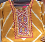 Mustard Gajji Silk elegance with vibrant traditional prints