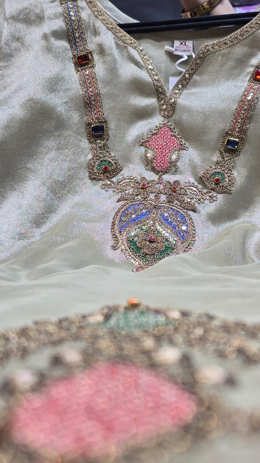 Elegant Mauve Chinnon Suit with Anquisite Moti Work