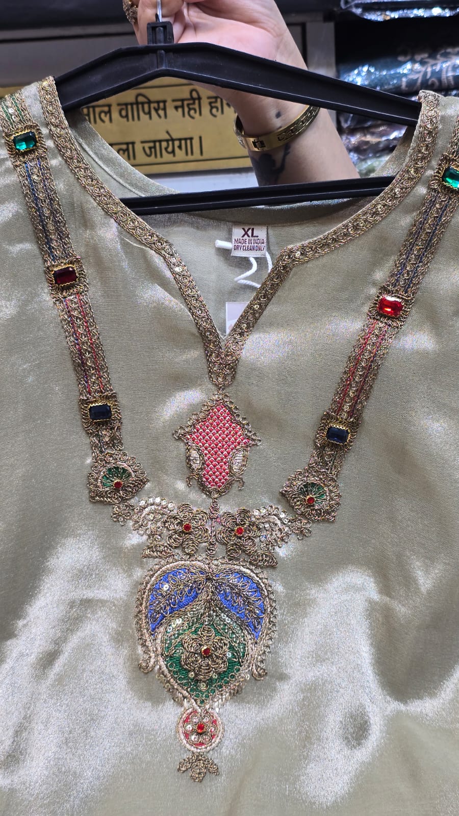 Elegant Mauve Chinnon Suit with Anquisite Moti Work