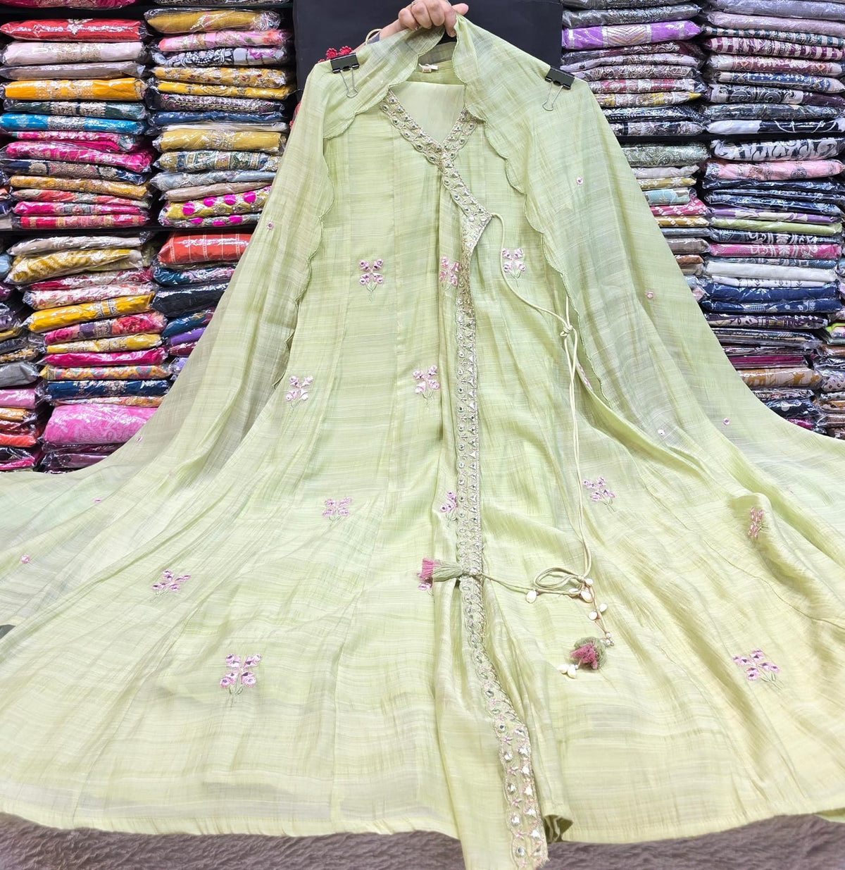 Mal chanderi Angrakha Suit